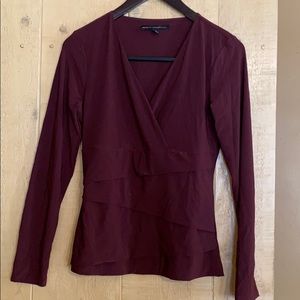 WHBM Maroon V Neck Top